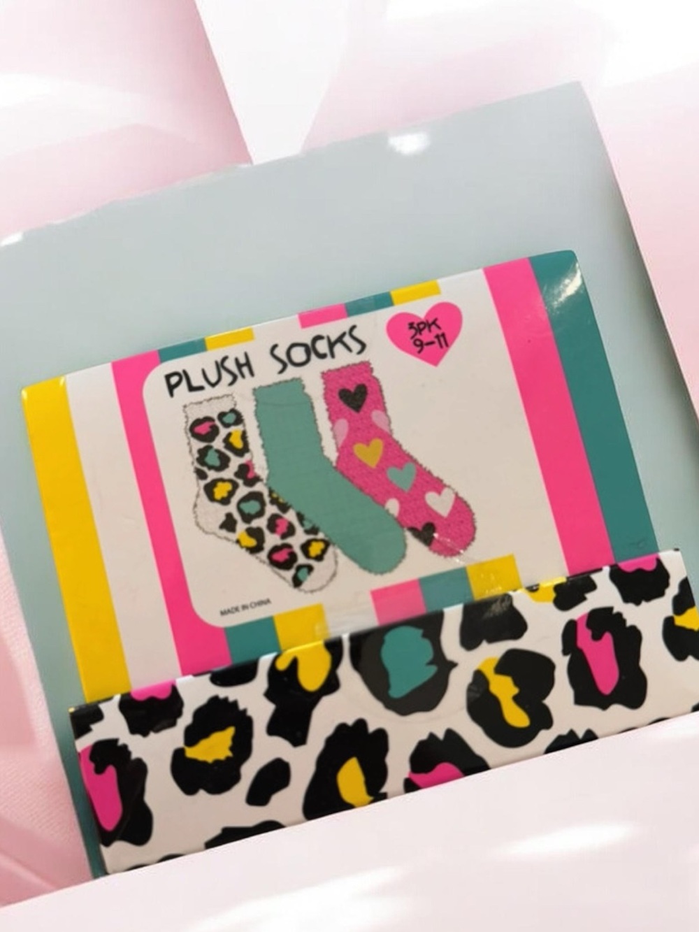 Betsey Johnson Plush Sock Gift Set - Pink, Coral & Light Blue